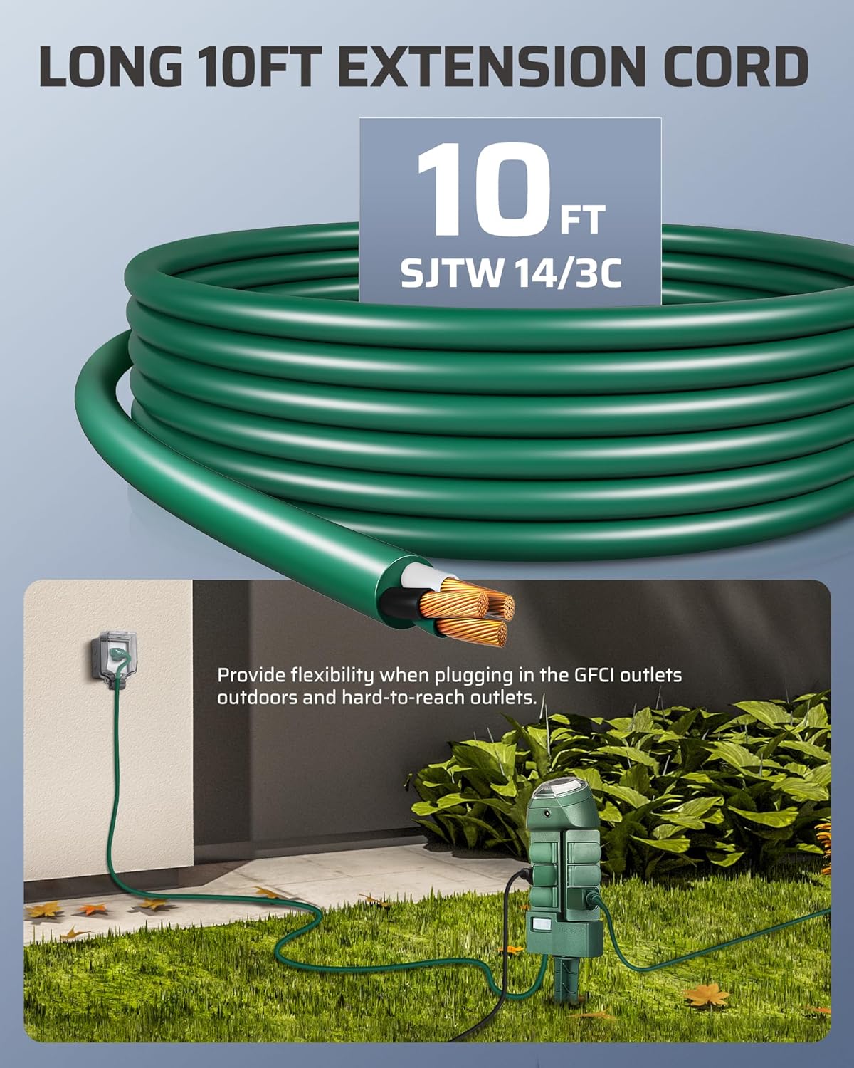 DEWENWILS Outdoor Power Strip Timer with Photocell, Weatherproof Countdown Light Control, 6 Outlets 10ft Cord Dusk to Dawn Timer for Lights, Yard, 1875W/15A UL Listed