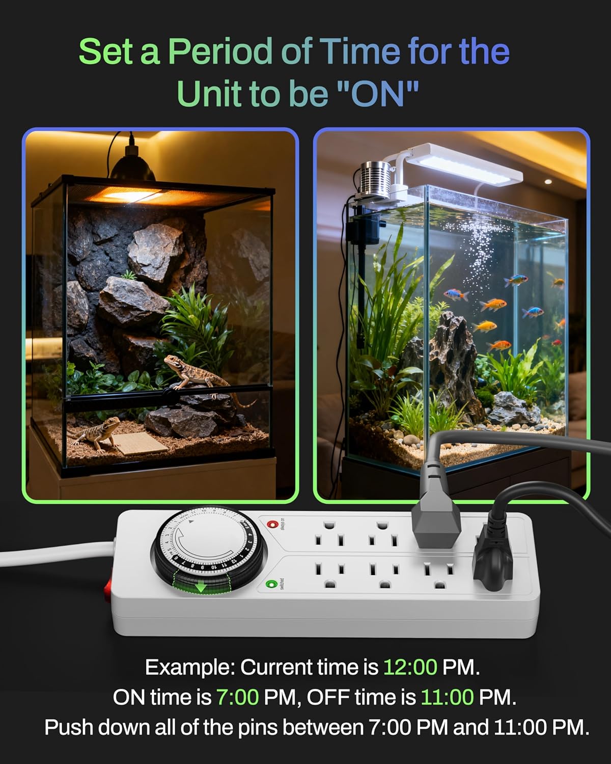 BN-LINK 8 Outlet Surge Protector with Mechanical Timer, 4 Timed & 4 Always-On Outlets, ETL Listed, 4ft Cord, 1875W, for Aquarium, Grow Lights, Christmas Decor, White