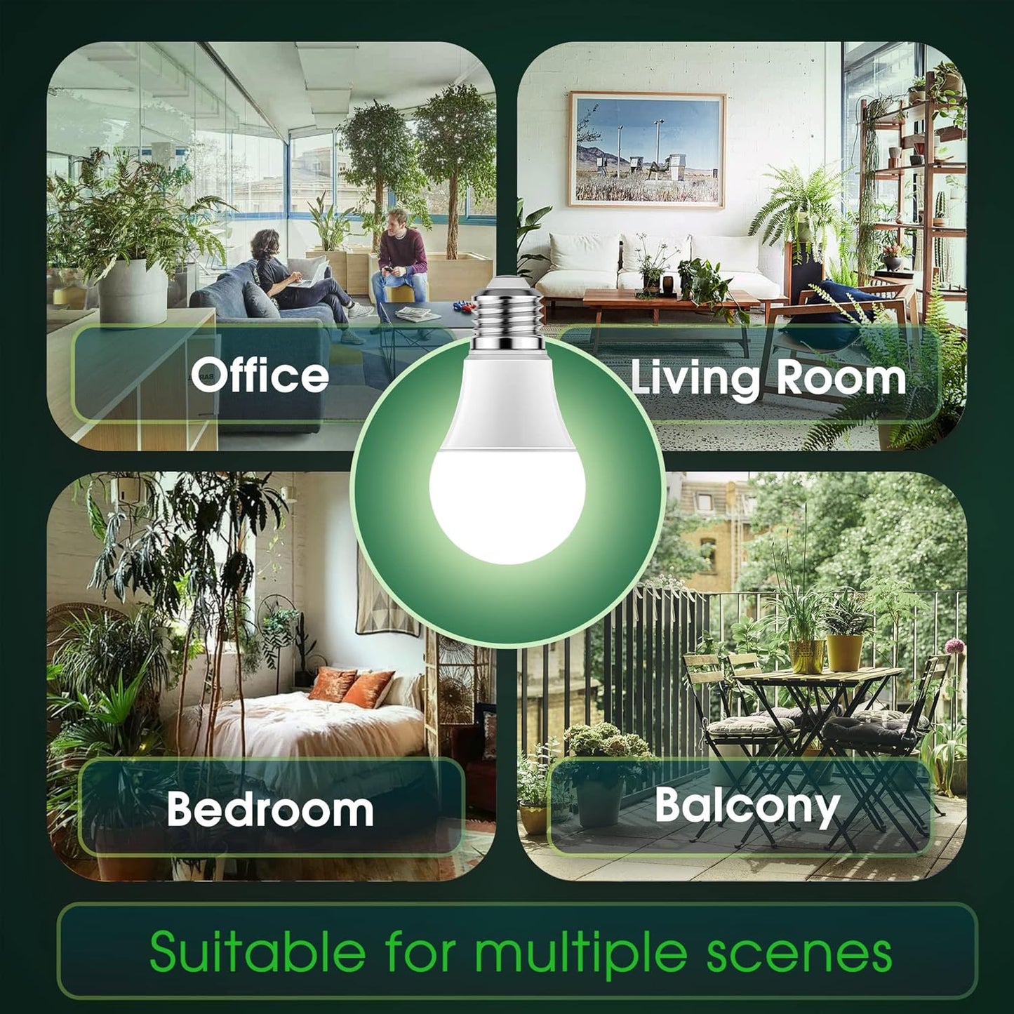 Briignite Grow Light Bulbs, 4 Full Spectrum Growth Modes, 3/9/12/18H Timing, A19 Dimmable Plant Light Bulb E26 Base, 11W Grow Bulb 100W Equivalent, Grow Light for Indoor Plants, Seed Starting, 2Pack