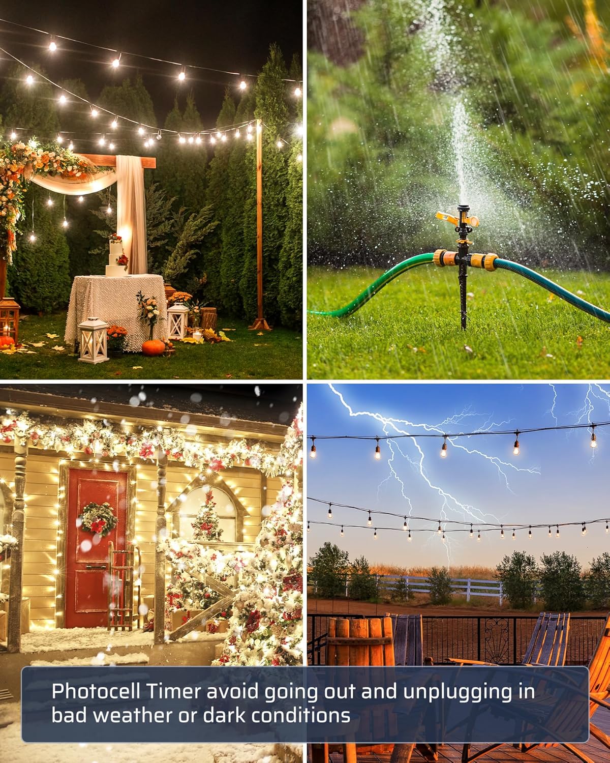 DEWENWILS Outdoor Power Strip Timer with Photocell, Weatherproof Countdown Light Control, 6 Outlets 10ft Cord Dusk to Dawn Timer for Lights, Yard, 1875W/15A UL Listed